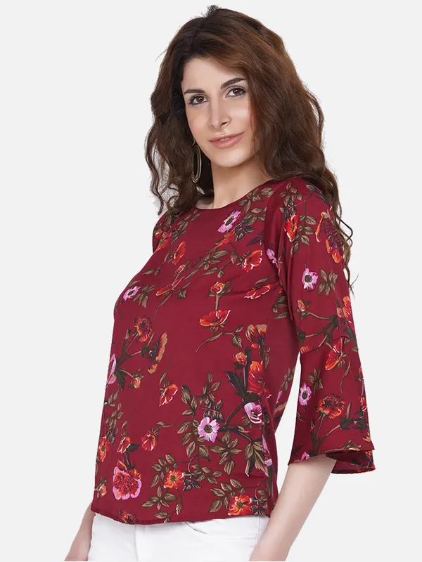 Akshatani_Maroon_Floral_Print_Crepe_Top