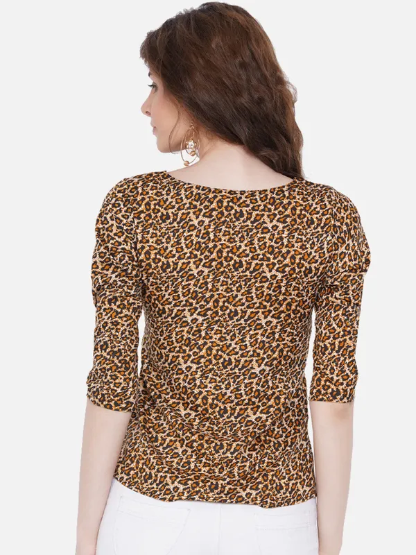 Akshatani_Brown_Animal_Print_Crepe_Top