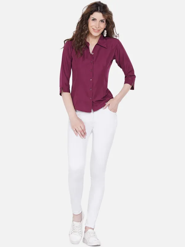 RIYA_Women_Burgundy_Formal_Shirt