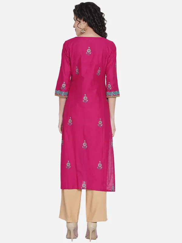 Pink_Floral_Print_Ajrakh_Hand_Block_Cotton_Printed_Straight_Kurta