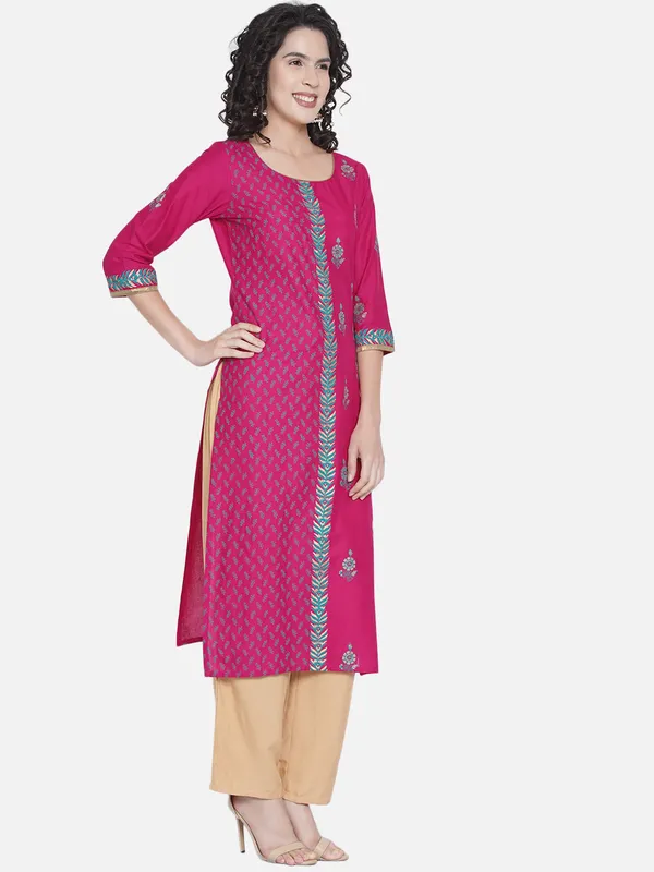 Pink_Floral_Print_Ajrakh_Hand_Block_Cotton_Printed_Straight_Kurta