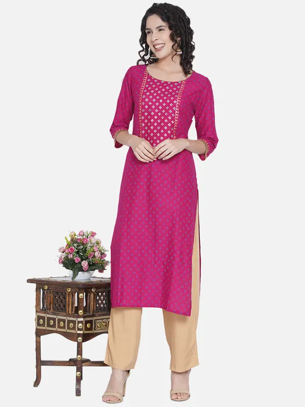 Magenta_Floral_Print_Ajrakh_Hand_Block_Cotton_Printed_Straight_Kurta