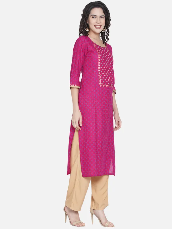 Magenta_Floral_Print_Ajrakh_Hand_Block_Cotton_Printed_Straight_Kurta