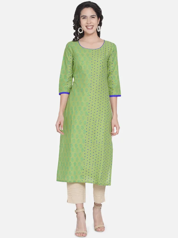 Pastel_Green_Ajrakh_Hand_Block_Cotton_Printed_Straight_Kurta