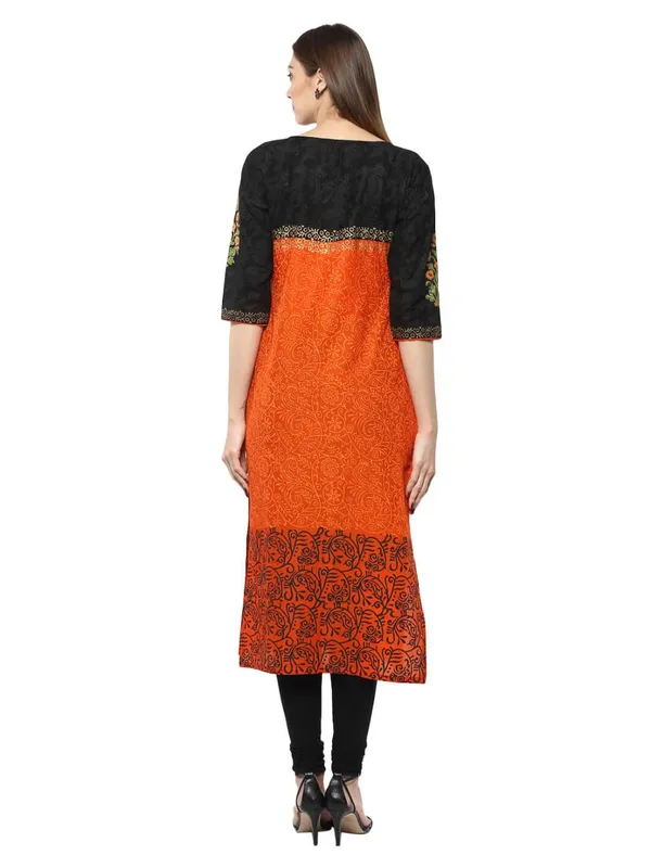 Orange_Floral__Ajrakh_Hand_Block_Cotton_Printed_Straight_Kurta_-_Bhor