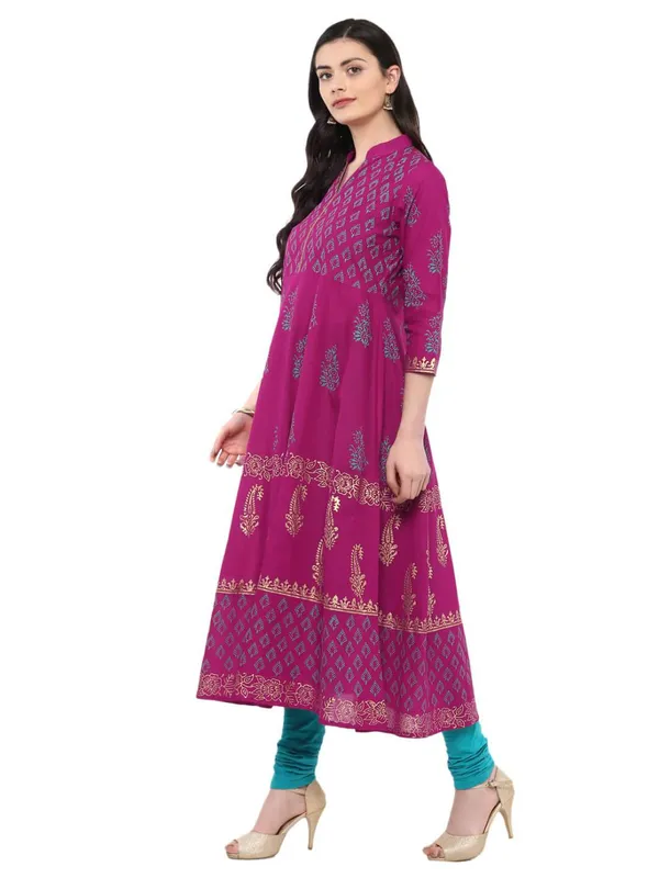 Magenta_Ajrakh_Hand_Block_Printed_Cotton_Anarkali_-_Bhor