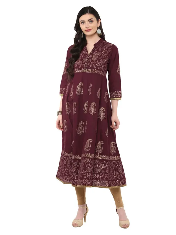 Violet_and_Golden_Ajrakh_Hand_Block_Cotton_Printed_Anarkali_-_Bhor