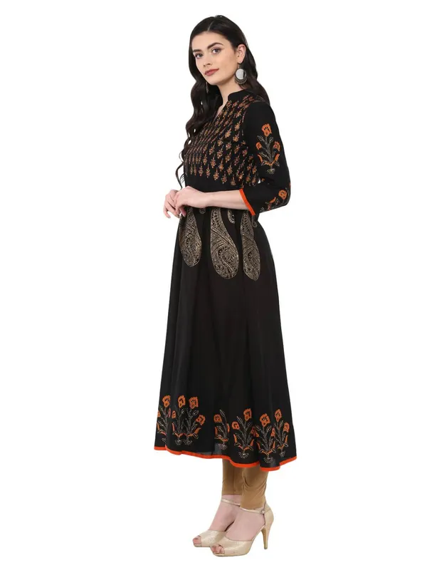 Classic_Black_Ajrakh_Hand_Block_Cotton_Printed_Anarkali