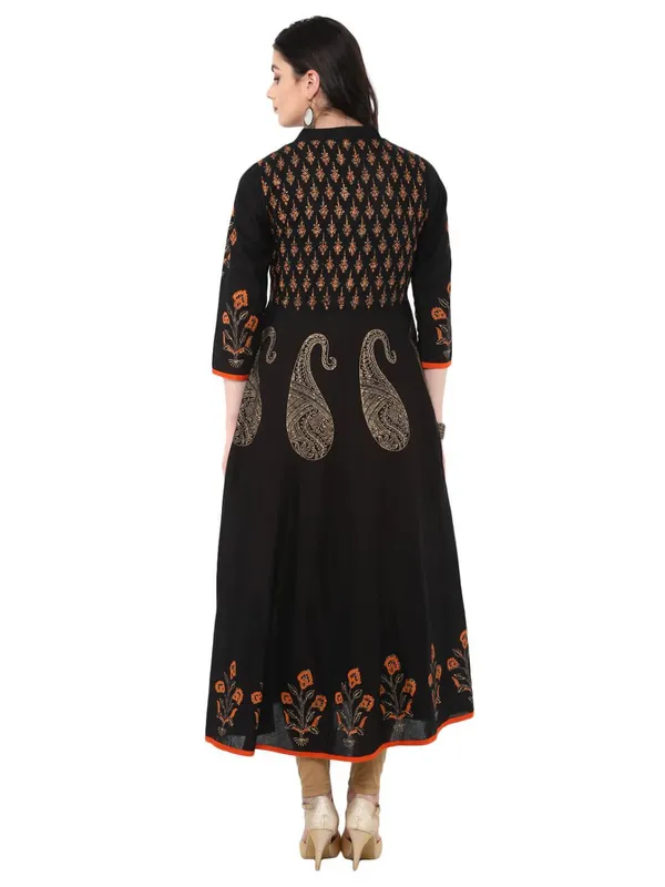Classic_Black_Ajrakh_Hand_Block_Cotton_Printed_Anarkali