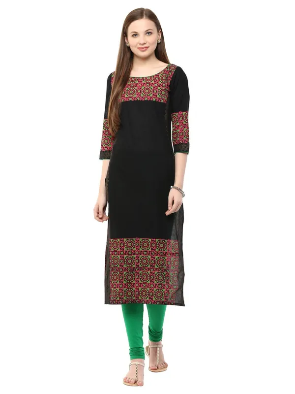 Black_Ajrakh_Hand_Block_Printed_Cotton_Straight_Kurta