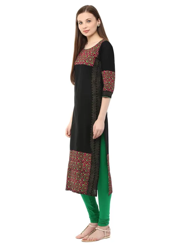 Black_Ajrakh_Hand_Block_Printed_Cotton_Straight_Kurta