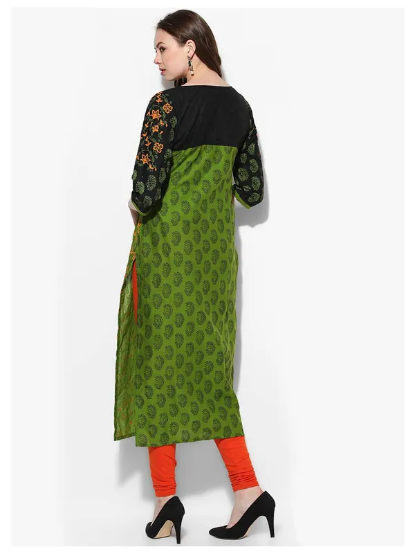 Parrot_Green_Ajrakh_Hand_Block_Cotton_Printed_Straight_Kurta_-_Bhor