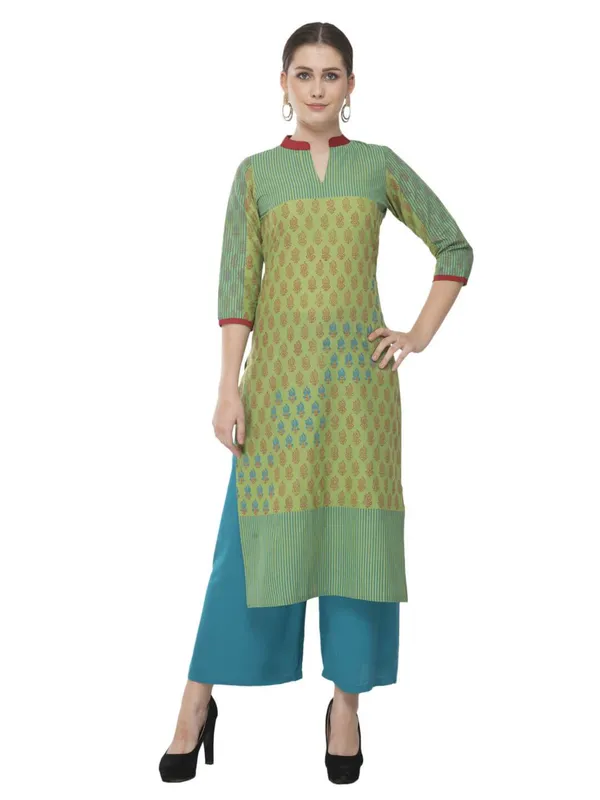 Pastel_Green_&_Turquoise_Hand_Block_Printed_Cotton_Kurta_-_Noor