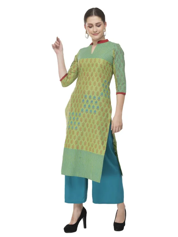 Pastel_Green_&_Turquoise_Hand_Block_Printed_Cotton_Kurta_-_Noor