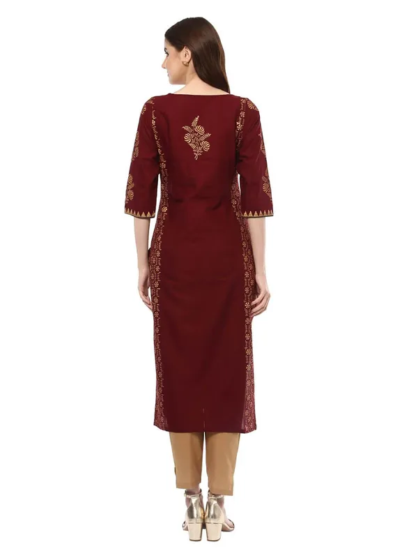 Maroon_Festive_Ajrakh_Hand_Block_Cotton_Printed_Straight_Kurta