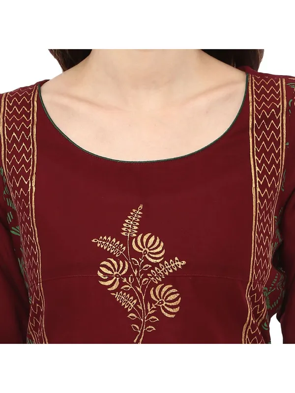 Maroon_Festive_Ajrakh_Hand_Block_Cotton_Printed_Straight_Kurta