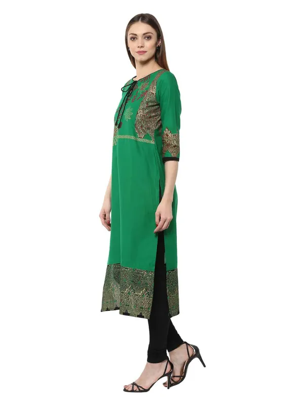 Green_Floral_Ajrakh_Hand_Block_Cotton_Printed_Straight_Kurta_Set