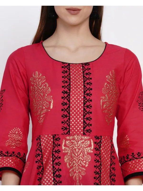 Coral_Red_Festive_Ajrakh_Hand_Block_Cotton_Printed_Anarkali_-_Inayat