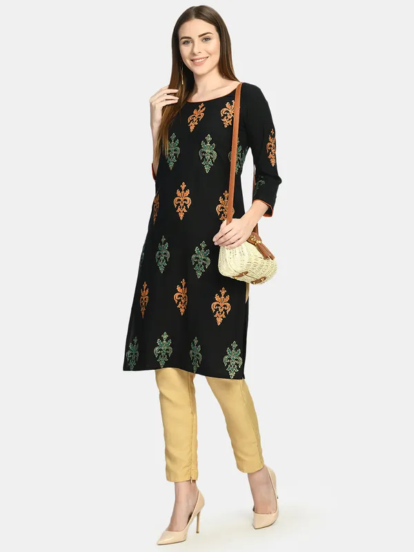 Riya_Black_Handblock_Printed_Kurta