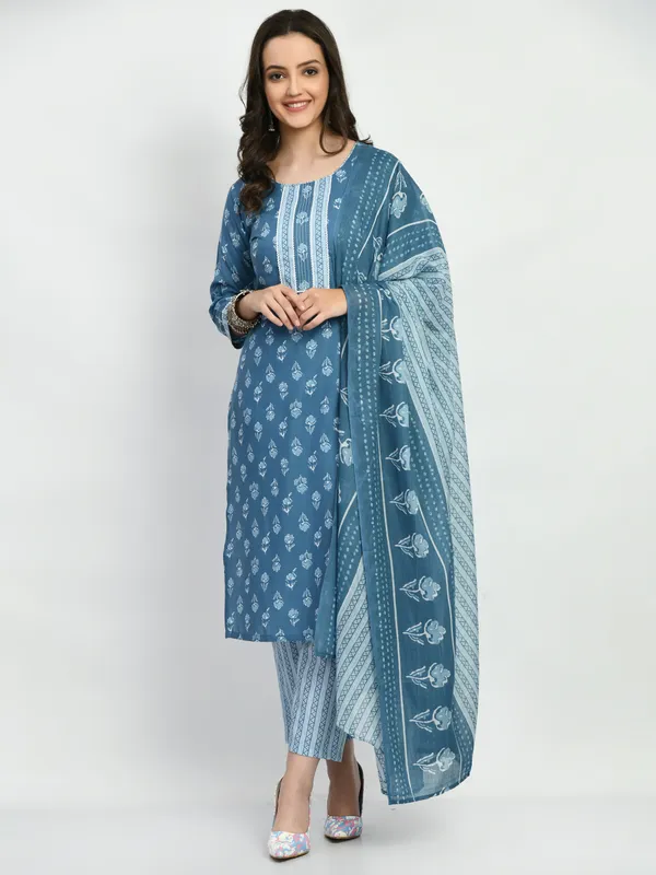 Riya_Blue_Printed_Kurta_Pant_With_Dupatta_Set