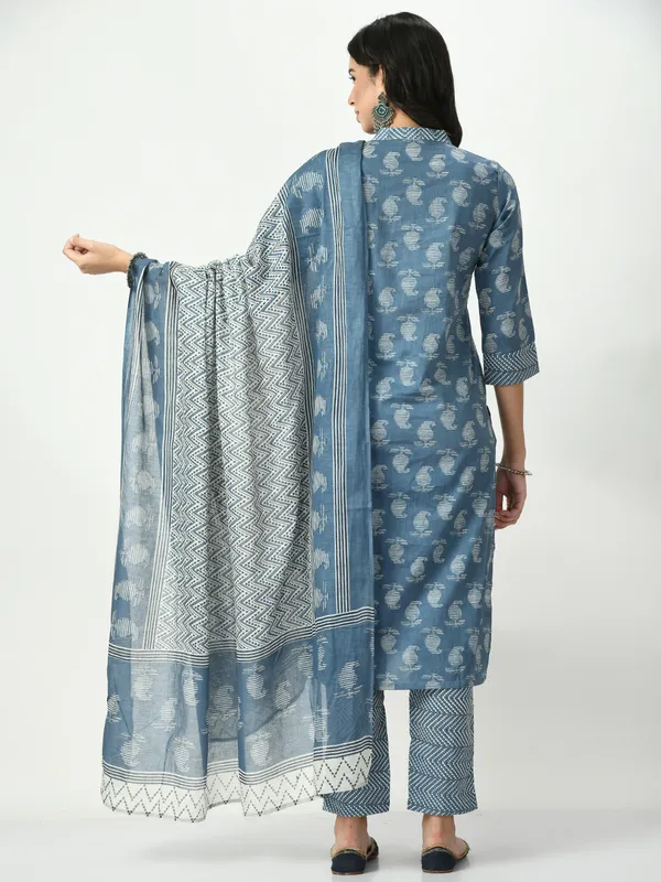 Riya_Blue_Printed_Kurta_Pant_With_Dupatta_Set