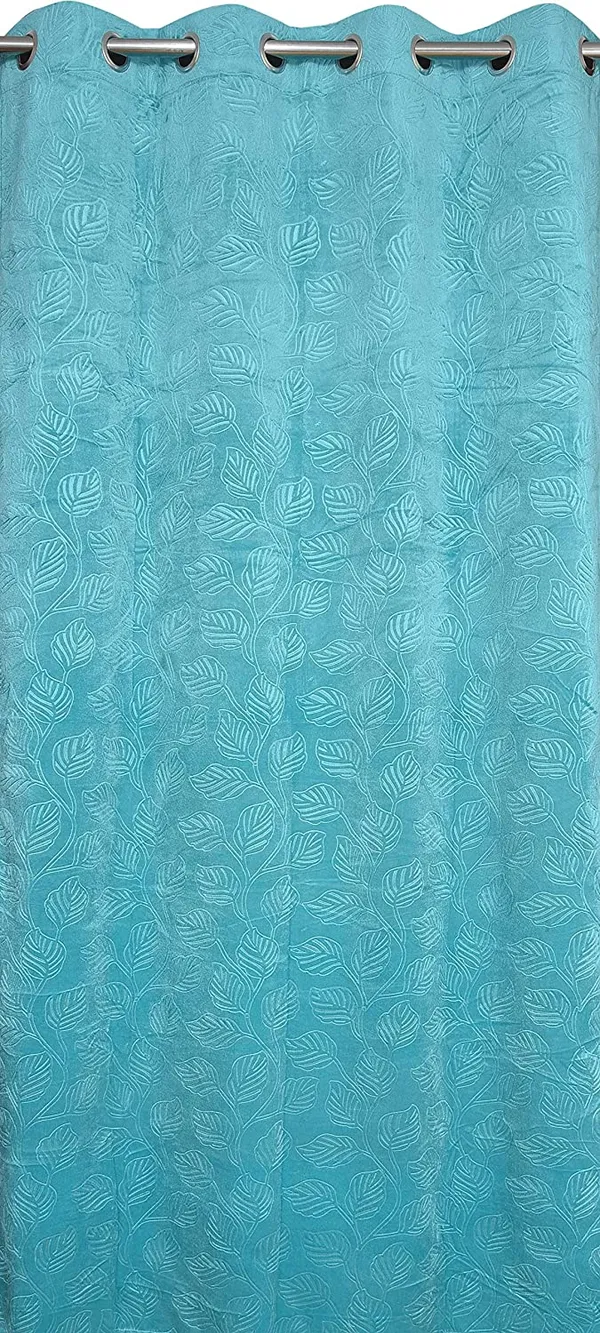 Velvet_Floral_Emboss_Pack_of_2_Aqua_Blackout_Long_Door_Curtains