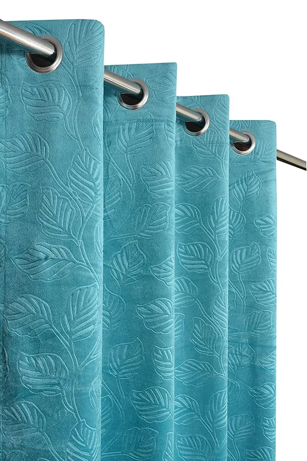 Velvet_Floral_Emboss_Pack_of_2_Aqua_Blackout_Long_Door_Curtains