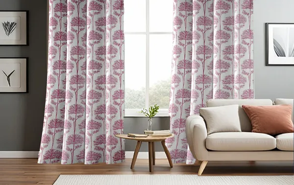 Tree_Print_Pack_of_2_Red_Room_Darkening_Long_Door_Curtains