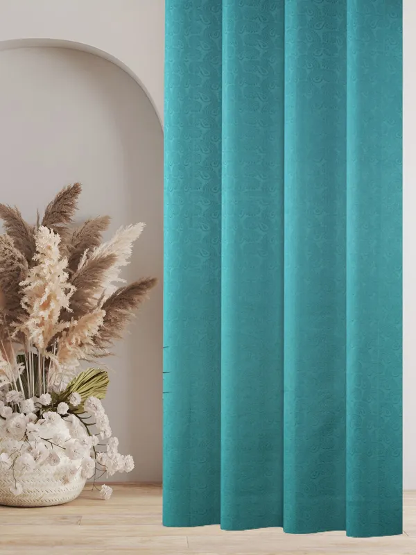 Floral_Emboss_Pack_of_2_Aqua_Blackout_Long_Door_Curtains