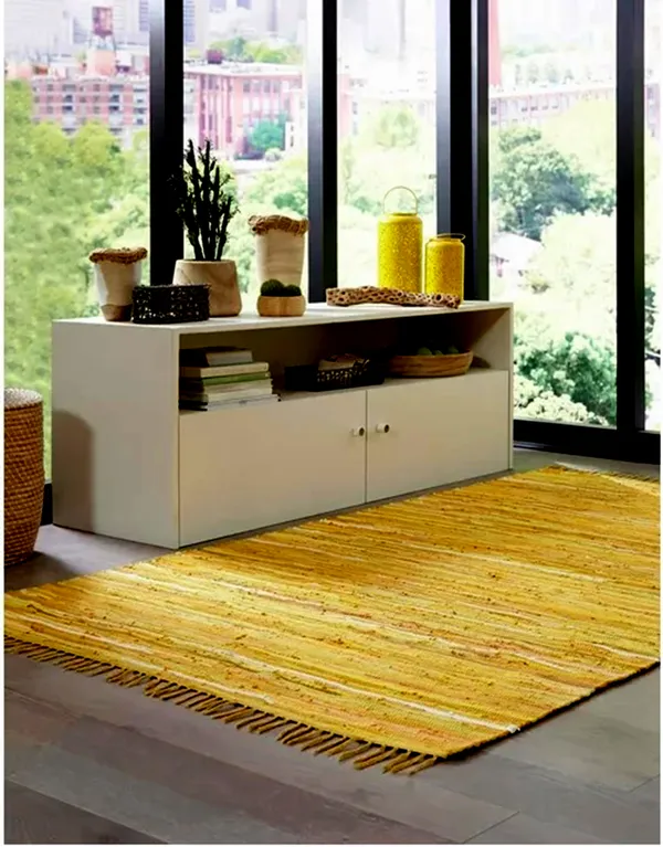 Rag_Rug_Chindi_Recycled__Cotton_Rug_Yellow_Flatweave_Rug_Perfect_For_Living_Rooms,_Large_Dining_Rooms,_5_x_8_Feet