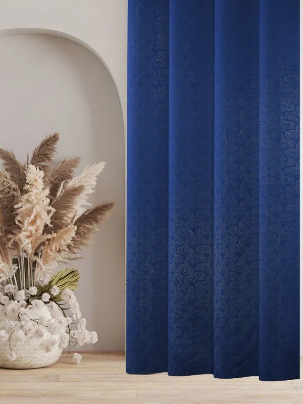 Floral_Emboss_Pack_of_2_Blue_Blackout_Long_Door_Curtains