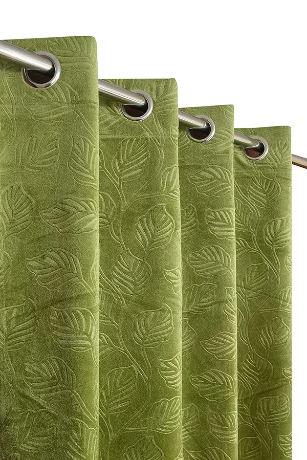 Velvet_Floral_Emboss_Pack_of_2_Green_Blackout_Long_Door_Curtains