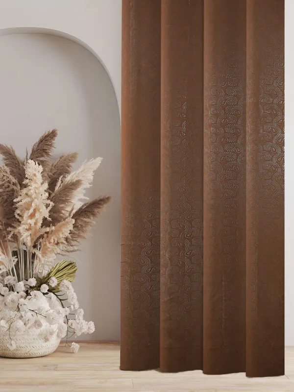 Floral_Emboss_Pack_of_2_Leather_Brown_Blackout_Long_Door_Curtains