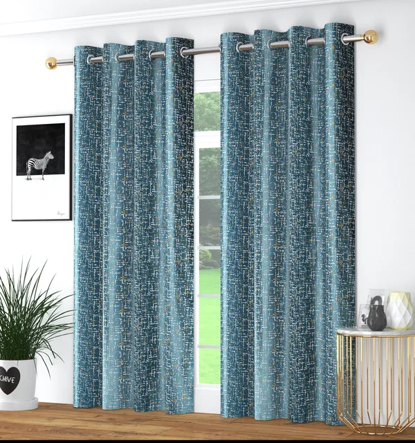Texture_Print_Pack_of_2_Blue_Room_Darkening_Long_Door_Curtains