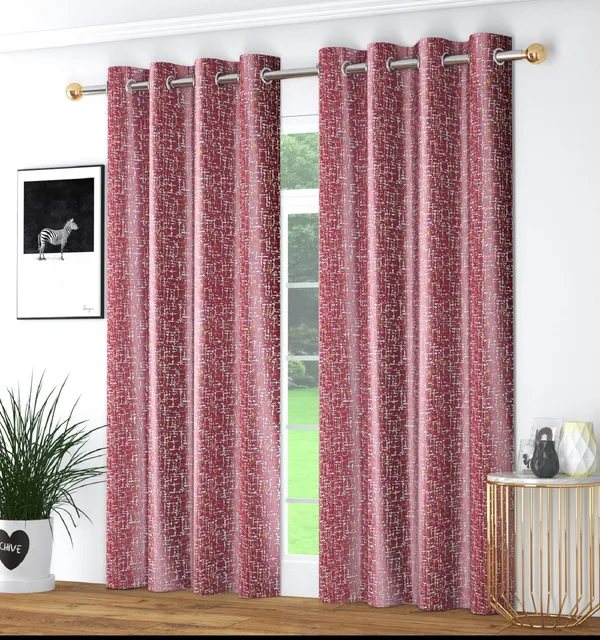 Texture_Print_Pack_of_2_Red_Room_Darkening_Long_Door_Curtains