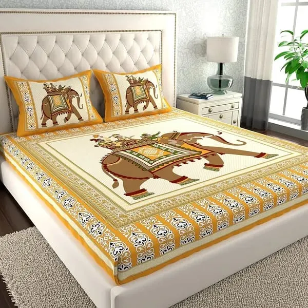 100%_Cotton_Rajasthani_Jaipuri_Traditional_Double_Bedsheet(90x100_Inch)