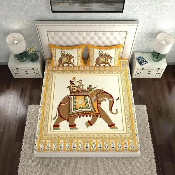 100%_Cotton_Rajasthani_Jaipuri_Traditional_Double_Bedsheet(90x100_Inch)