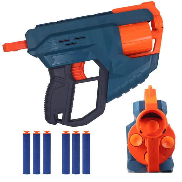 Toy_Cloud_Dart_X_4:_Elite_Rotating_Barrel_Soft_Bullet_Foam_Dart_Blaster_for_Boys_7-14_Years_-_Luxurious_Manual_Rapid-Fire_Gun_with_4_Dart_Barrel_