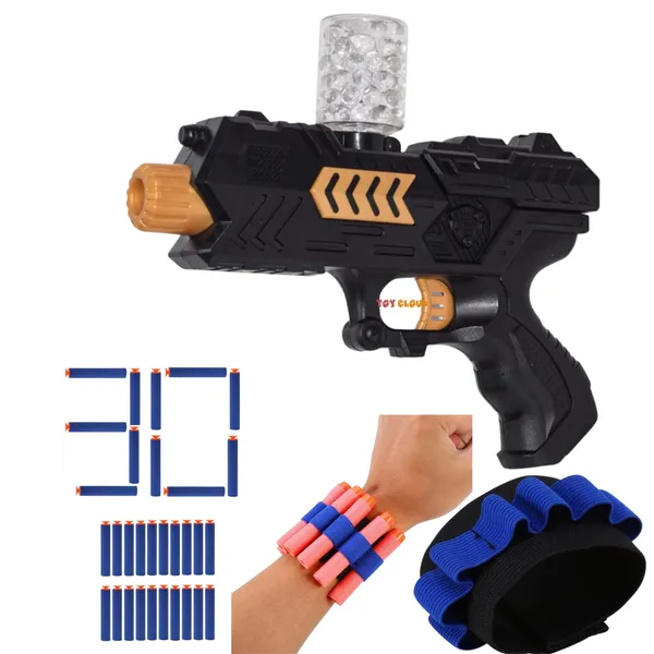 2_in_1_Force_Blaster_Toy_Gun_with_Jelly_Shots_&_10_Soft_Foam_Dart_Bullets_with_1_Hand_Strap_for_Darts_&_20_Pcs_Extra_Dart_Bullets,_Safe_and_Long_Range_Shooting_Gun_-_Multicolour