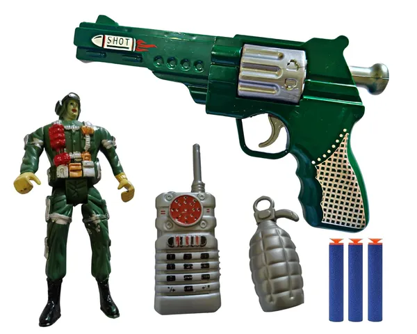 Pistol_Toy_Gun_Soft_Blaster_Bullet_Dart_Shooting_Toy_with_3_Safe_Foam_Bullets_with_Army_Man_Mobile_Bomb_for_Kids_8+Years_Green