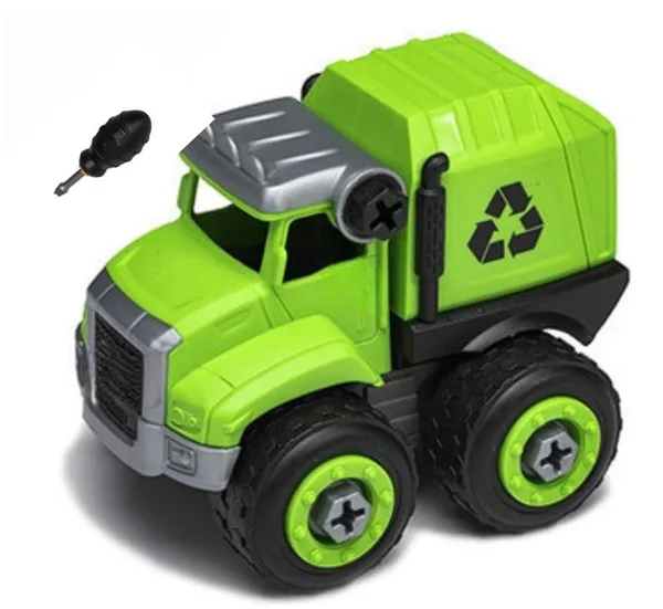 DIY_Do_It_Yourself_City_Service_Vehicle_Play_Garbage_Truck_with_Screwdriver,_Unbreakable_Plastic_Assembly_STEM_Learning_Toy