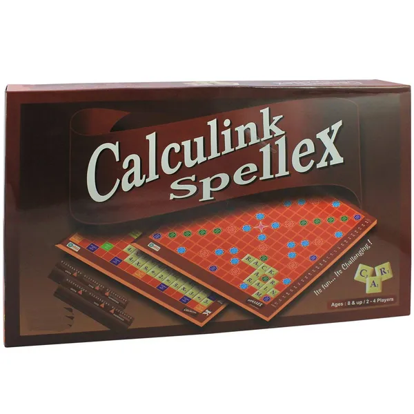 Calculink_Spellex_2_to_4_Players_Board_Game_Brainteaser_|_Math_&_English_Word_Game_for_Age_8_Up-_Calculation,_Spelling,_Vocabulary_Crossword