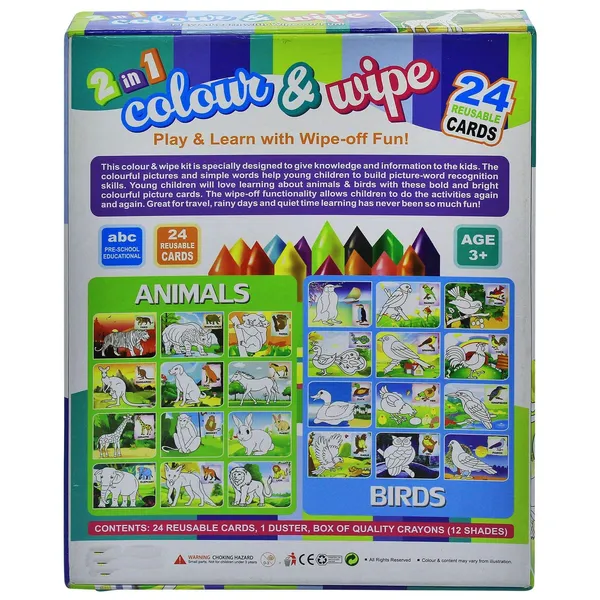 Color_&_Wipe_Animals_and_Birds_|_24_Reusable_Cards_|_Preschool_Coloring_Kit_for_3+_Years_Toddlers/Kids