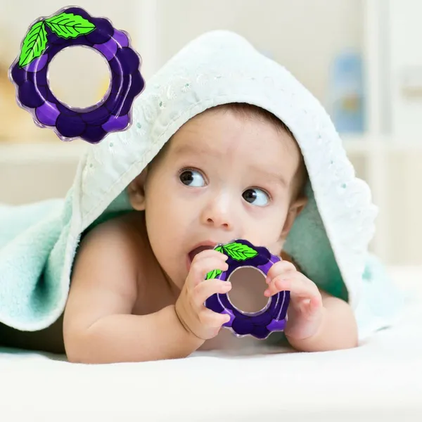 2_Water_Filled_Silicone_Teether_Contains_Distilled_Water_to_Soothe_Teething_Baby_Gums_BPA_Free_Odourless_Easy_to_Grip_for_Babies_Icecream_N_Grapes