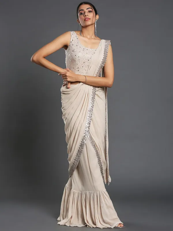 Sequin_Pre_Draped_Saree_With_Jacket_And_Long_Shrug_Georgette_Saree