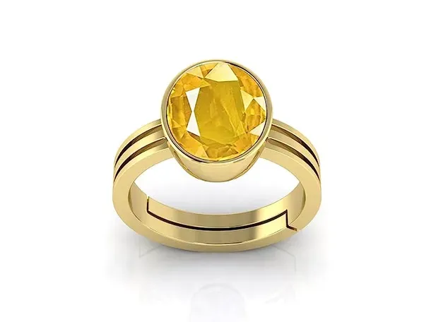 Feel Good Yellow Sapphire Pukhraj Original Gemstone Ring Certified Gemstone AA Quality For Men Women Adjustable Size Price in India Buy Feel Good Yellow Sapphire Pukhraj Original Gemstone Ring