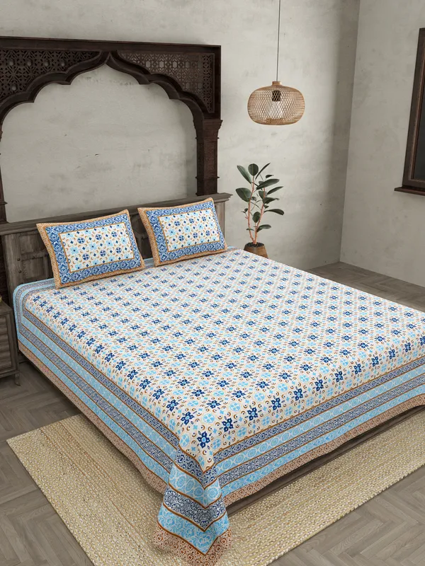 Catchy Canvas Blue Double Bedsheet Price in India Buy