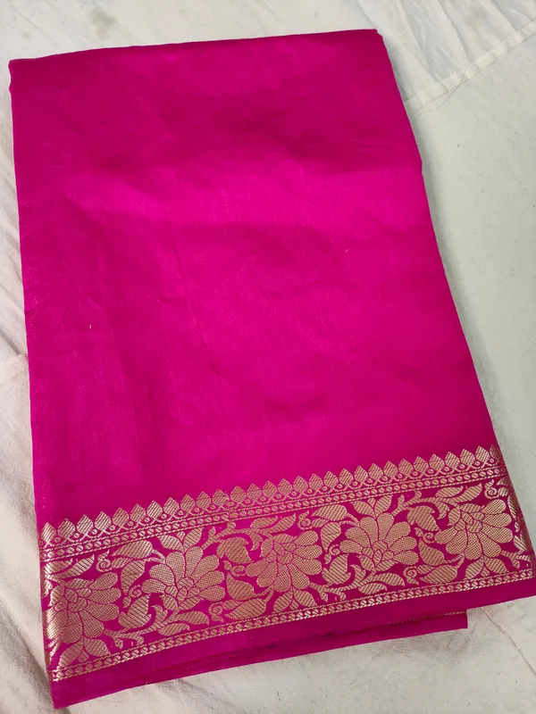Rani_Pink_Soft_Faux_Banarasi_Saree_&_faux_Gold_Zari/_Banarasi_Saree_With_Blouse