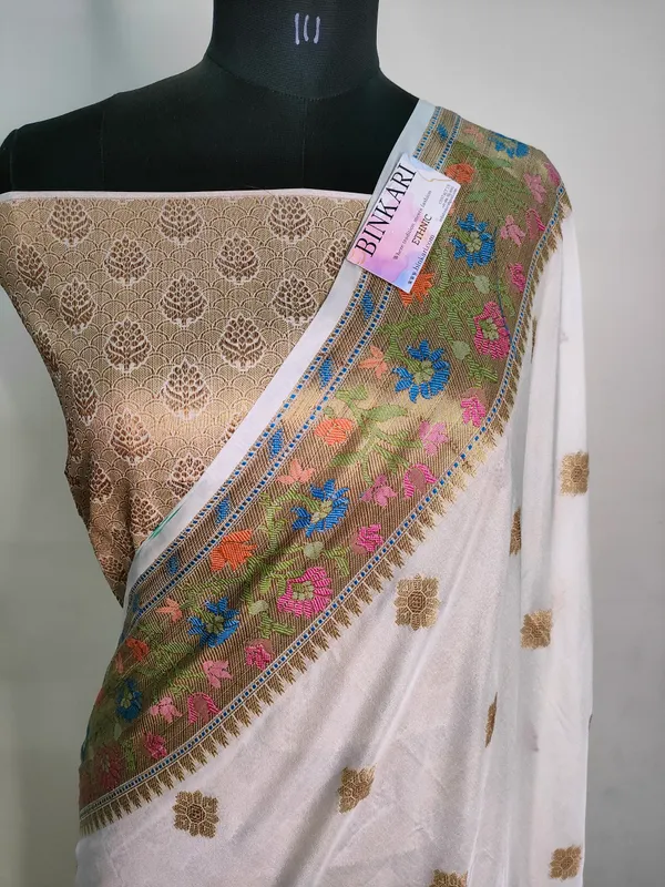 Faux_Katans_Georgette_Meena_Border_with_blouse/_white