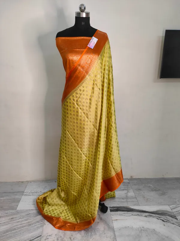 Soft_Faux_Banarasi_Saree_With_Blouse_faux_Zari_but_Pattern/_yellow